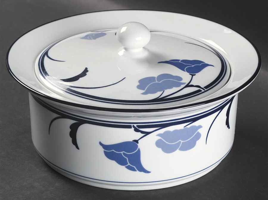 Belles Fleurs Blue 2 Qt Round Covered Casserole by Dansk-1