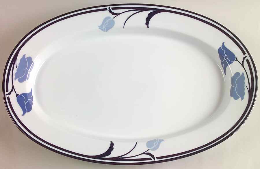 Belles Fleurs Blue 16" Oval Serving Platter by Dansk-1