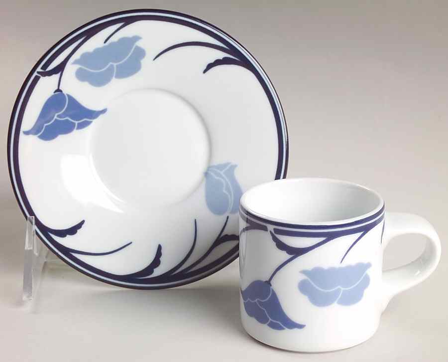 Belles Fleurs Blue Flat Demitasse Cup & Saucer Set by Dansk-1