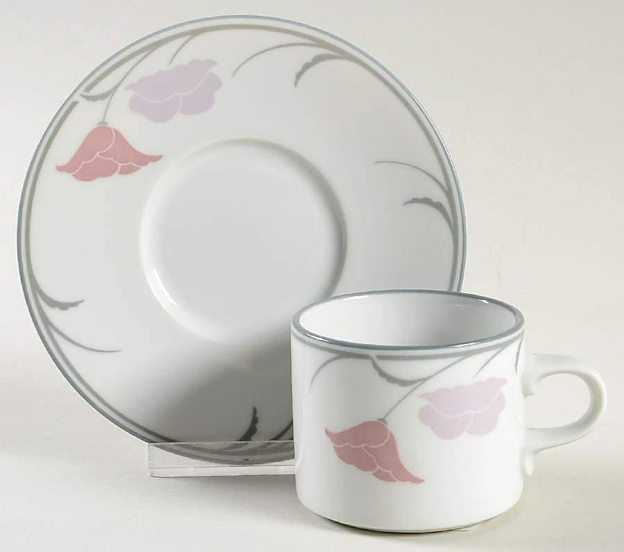 Belles Fleurs Gray Flat Demitasse Cup & Saucer Set by Dansk-1