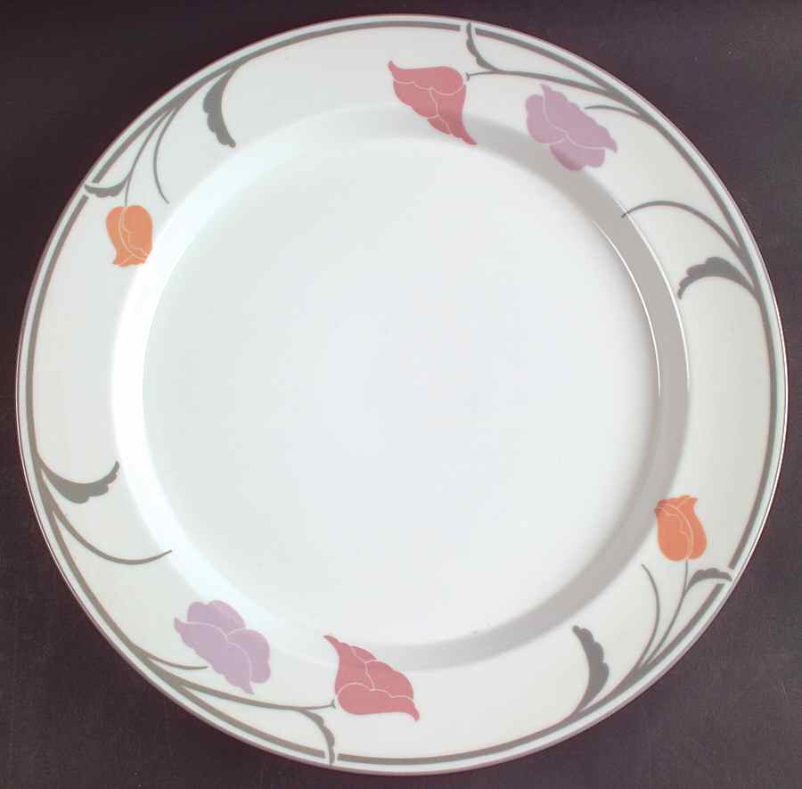 Belles Fleurs Gray 13" Chop Plate (Round Platter) by Dansk-1