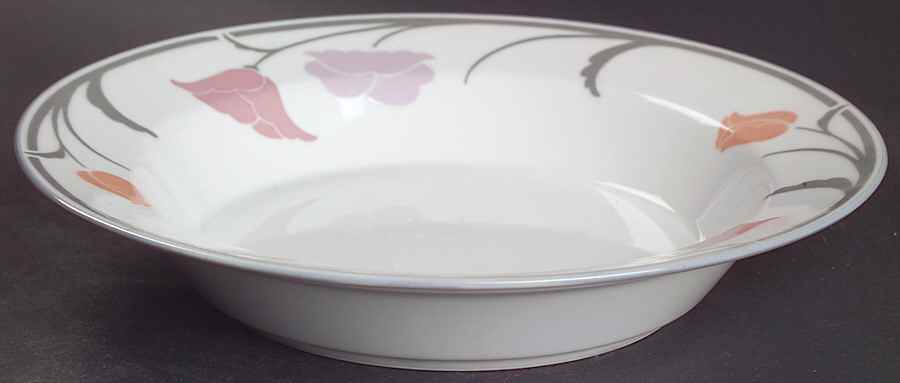 Belles Fleurs Gray Rim Soup Bowl by Dansk-1