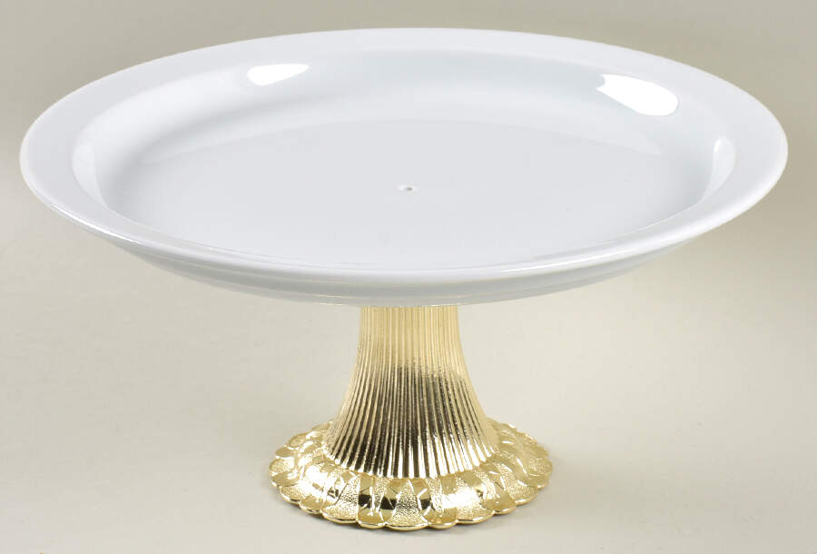 Bisserup White Cake Stand with 4"-5" Metal Pedestal  Hc by Dansk-1