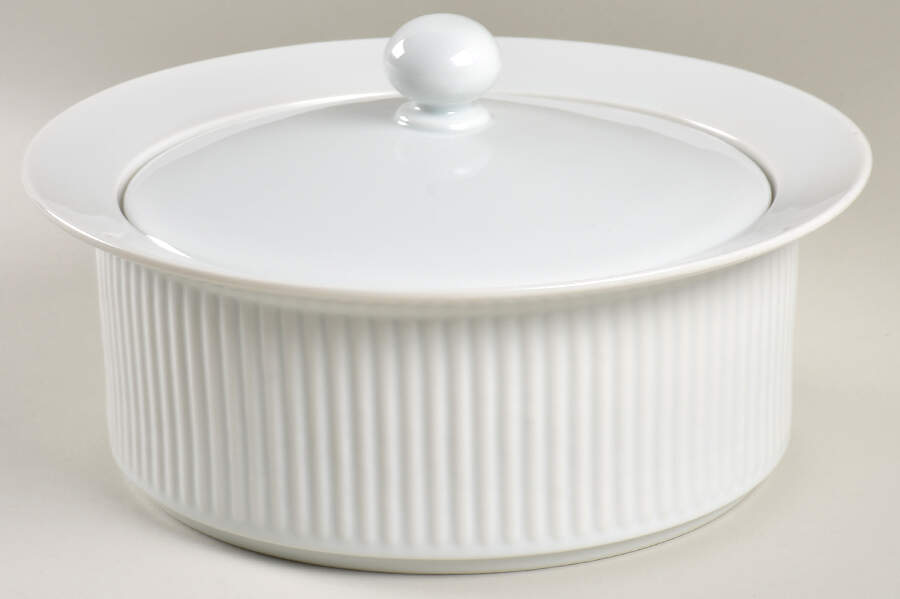 Bisserup White 2 Qt Round Covered Casserole by Dansk-1