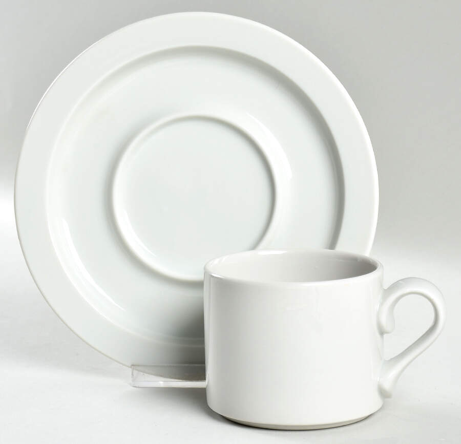 Bisserup White Flat Cup & Saucer Set by Dansk-1