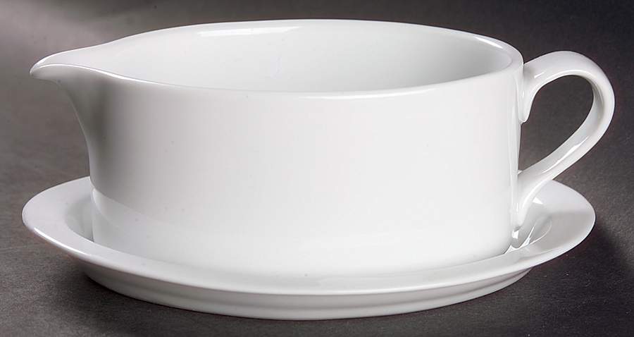 Bisserup White Gravy Boat & Underplate by Dansk-1