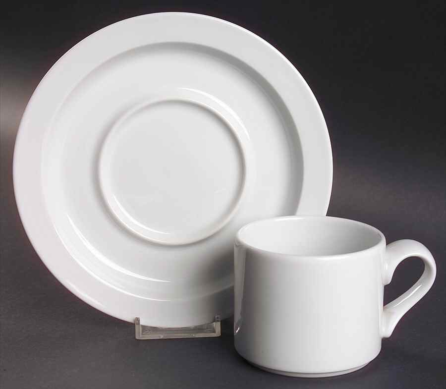 Bisserup White Flat Cup & Saucer Set by Dansk-1
