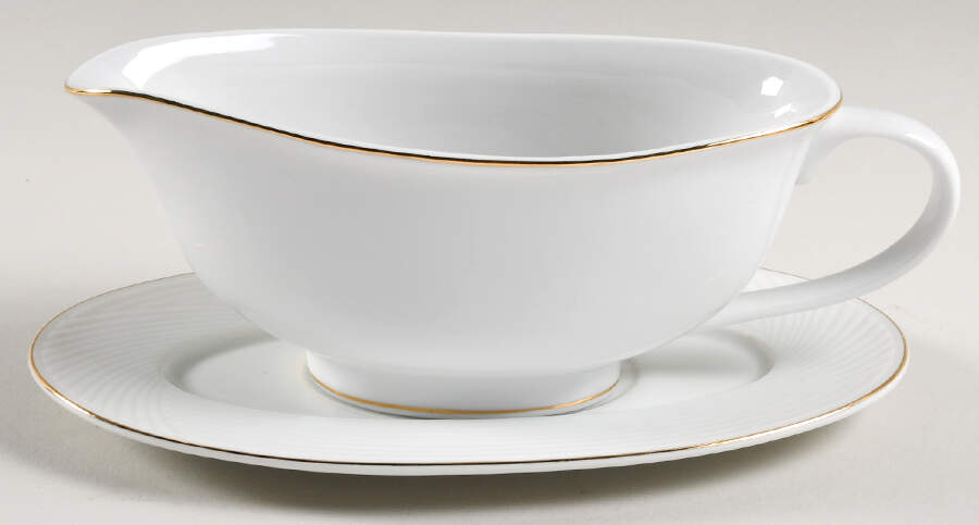Brocade Gold Gravy Boat & Underplate by Dansk-1