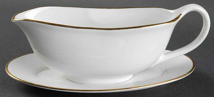 Brocade Gold Gravy Boat & Underplate by Dansk-1
