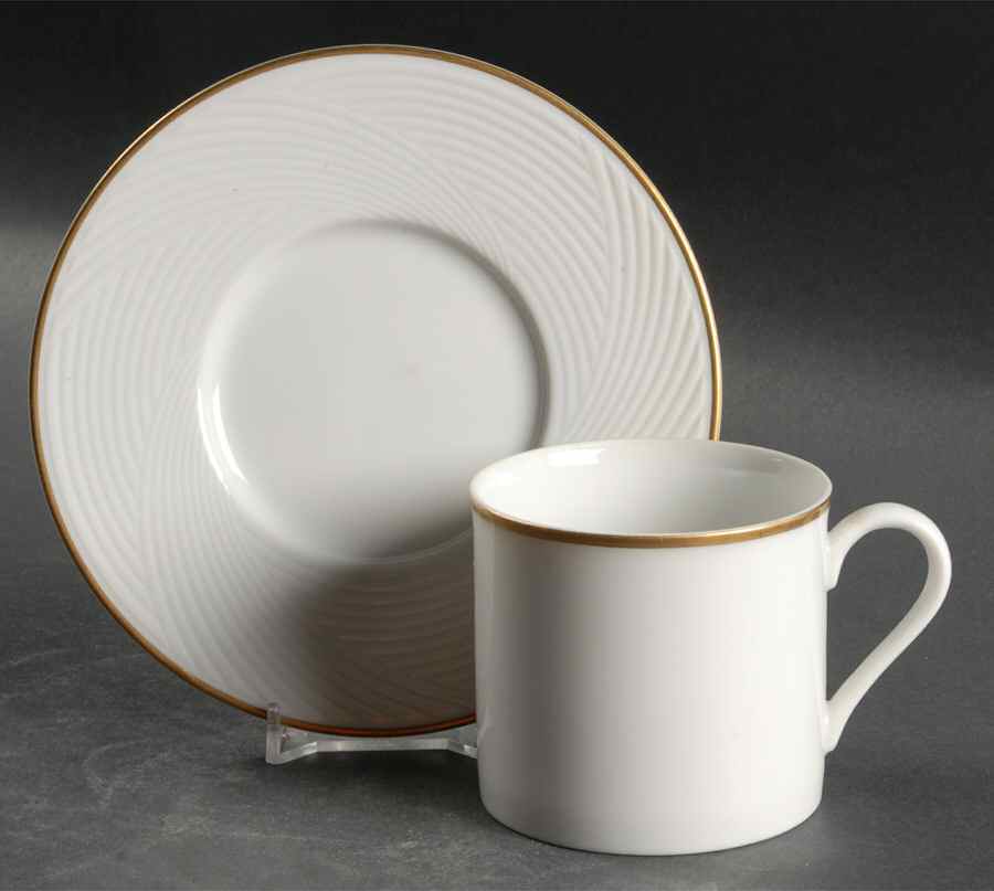 Brocade Gold Flat Cup & Saucer Set by Dansk-1