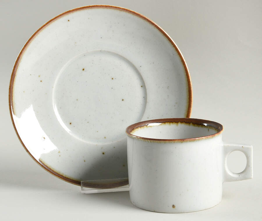 Brown Mist Flat Cup & Saucer Set by Dansk-1