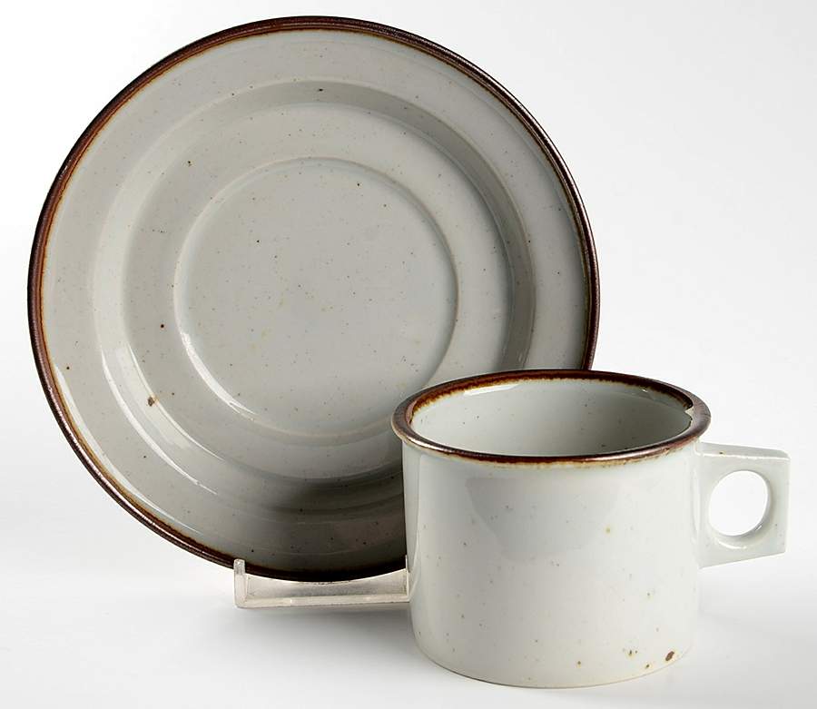 Brown Mist Flat Cup & Saucer Set by Dansk-1