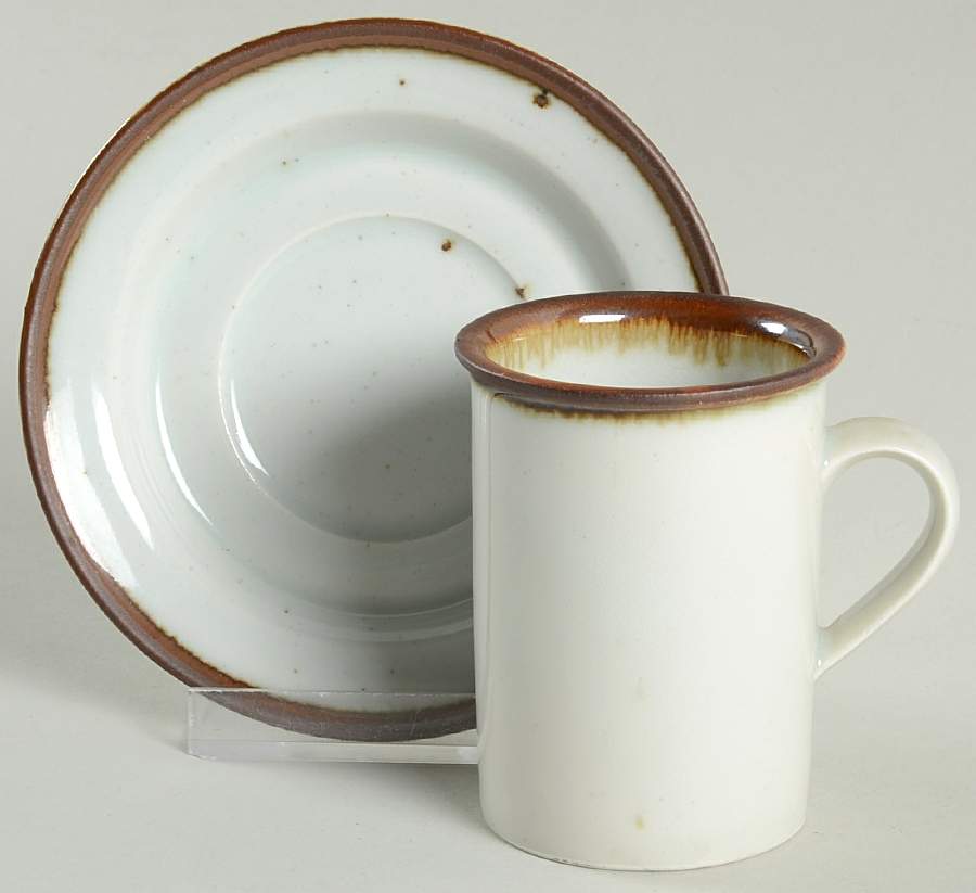 Brown Mist Flat Demitasse Cup & Saucer Set by Dansk-1