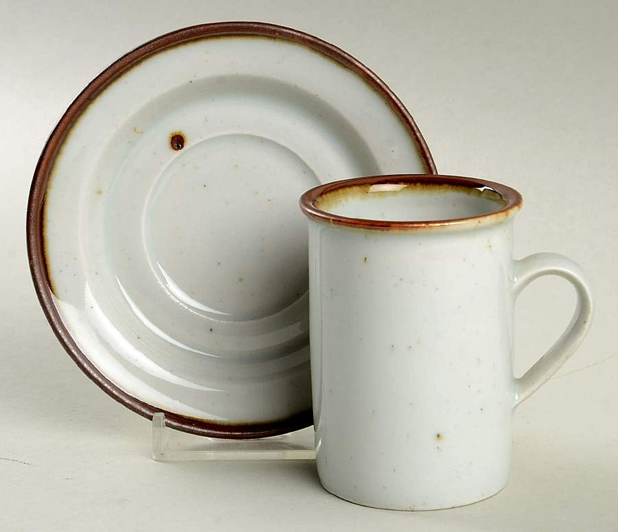 Brown Mist Flat Demitasse Cup & Saucer Set by Dansk-1