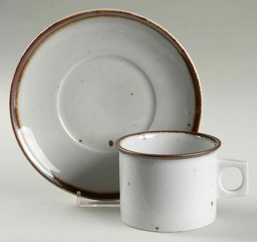 Brown Mist Flat Cup & Saucer Set by Dansk-1