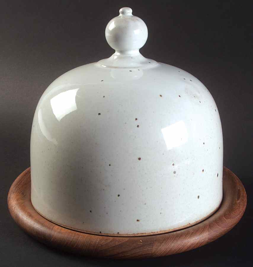 Brown Mist Cheese Dome W/Wood Plate by Dansk-1