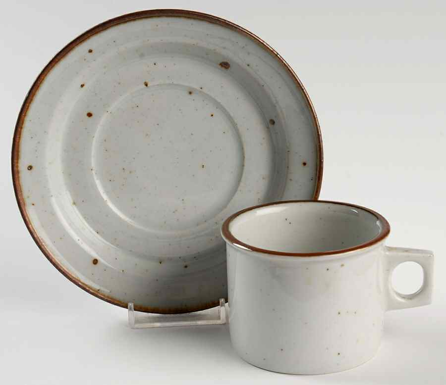 Brown Mist Flat Cup & Saucer Set by Dansk-1
