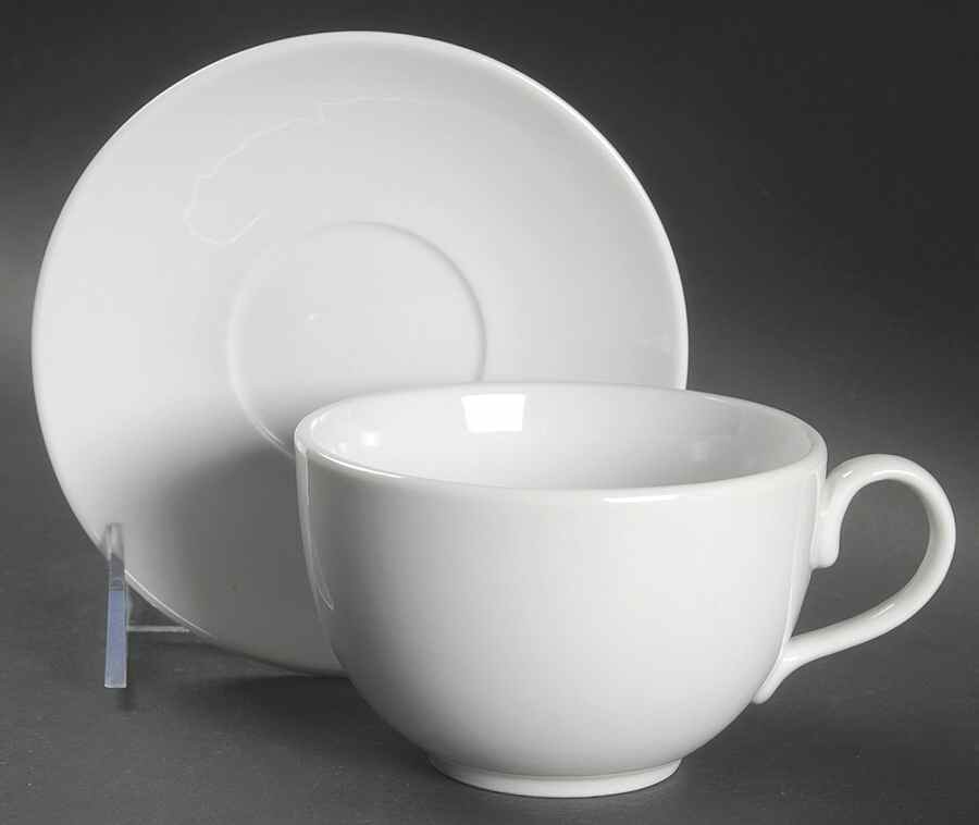 Cafe Blanc (Rim) Flat Cup & Saucer Set by Dansk-1
