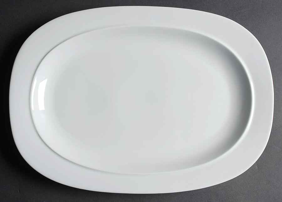 Cafe Blanc (Rim) 14" Rectangular Serving Platter by Dansk-1