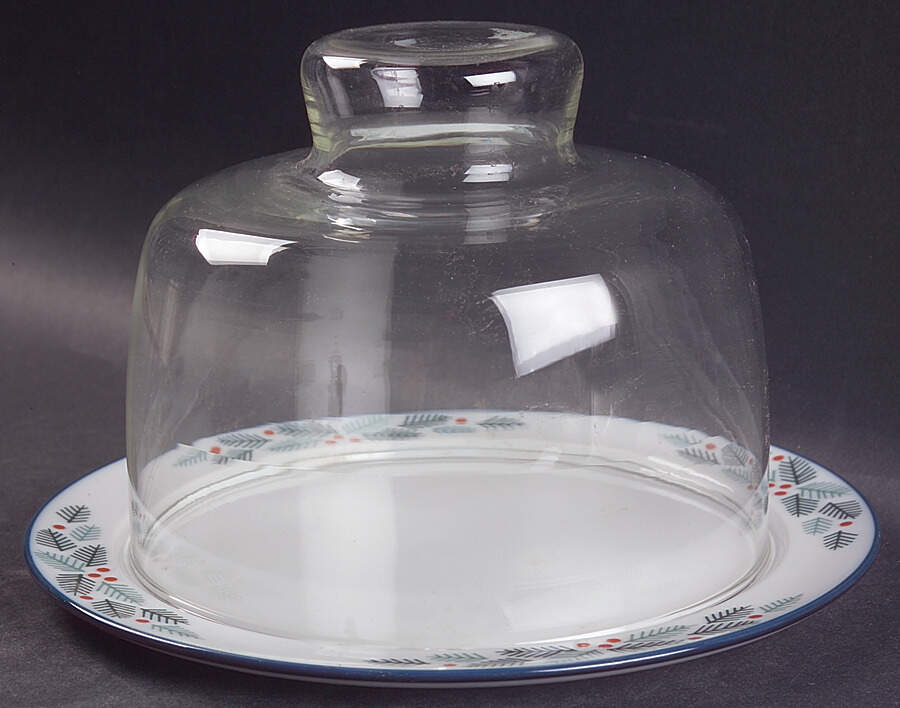 Christmas Cheese Dish W/Glass Dome by Dansk-1