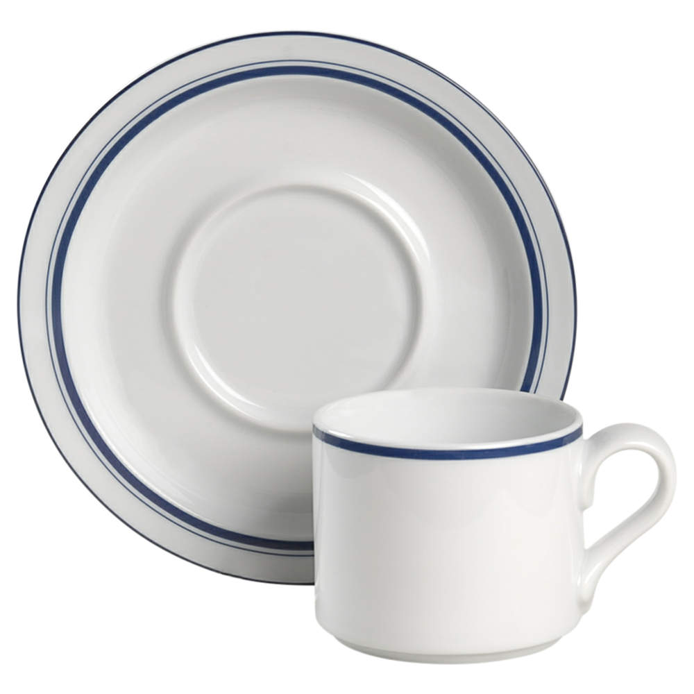 Christianshavn Blue Flat Cup & Saucer Set by Dansk-1