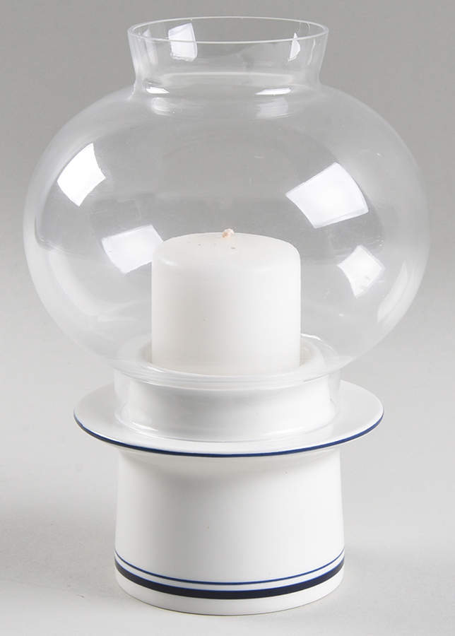 Christianshavn Blue Mini Hurricane Lamp & Globe by Dansk-1