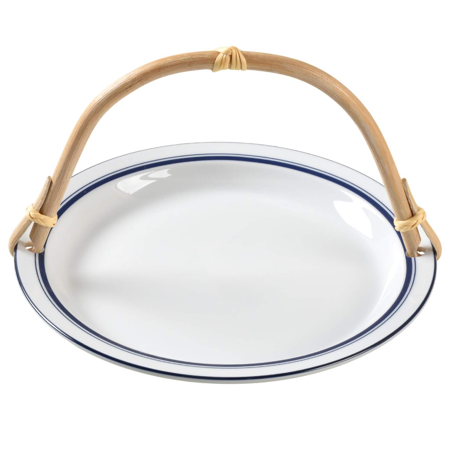 Christianshavn Blue 5 3/8"-5 5/8" Bamboo Handled Serving Plate  HC by Dansk-1