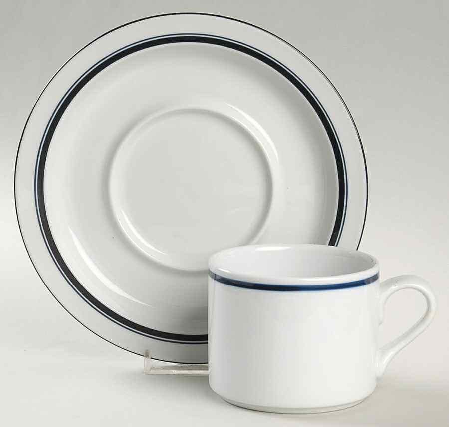 Christianshavn Blue Flat Cup & Saucer Set by Dansk-1