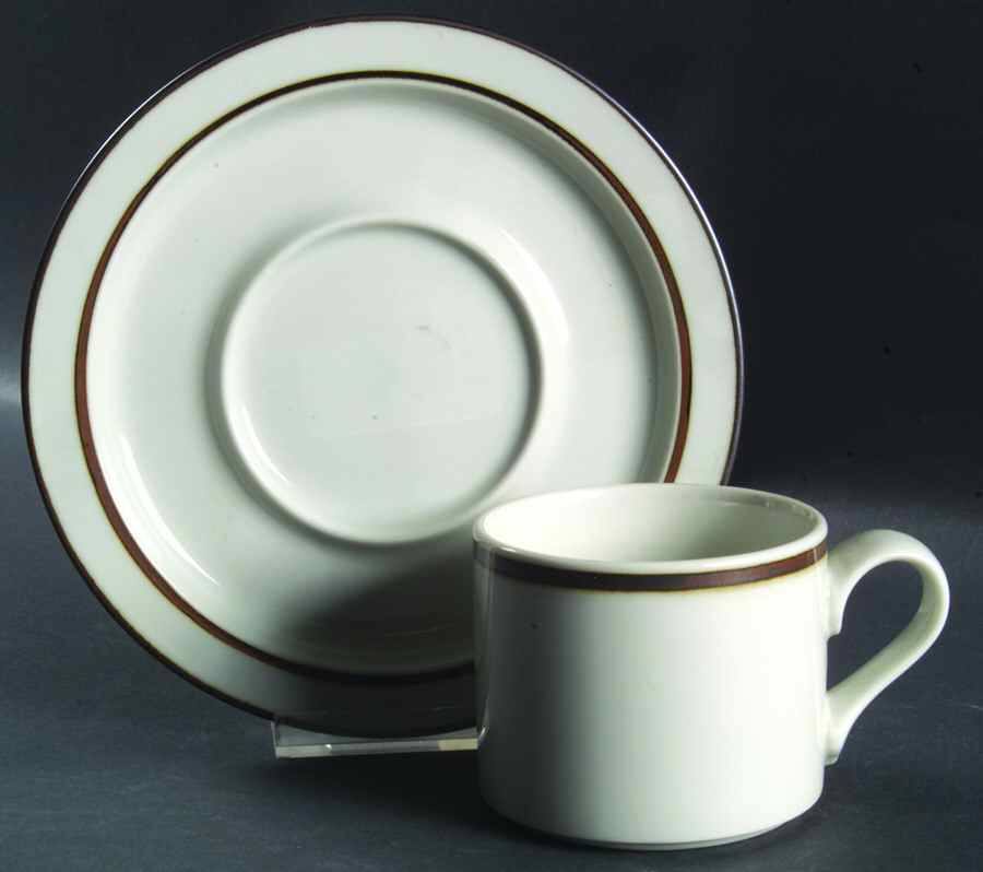 Christianshavn Brown Flat Cup & Saucer Set by Dansk-1