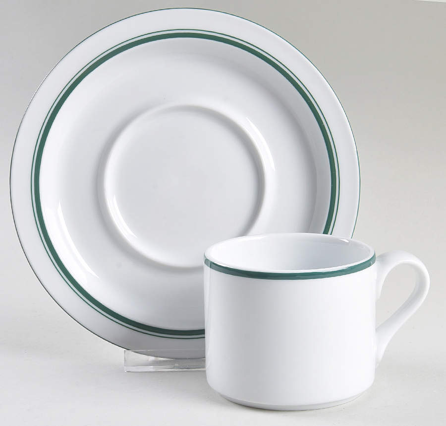 Christianshavn Green Flat Cup & Saucer Set by Dansk-1