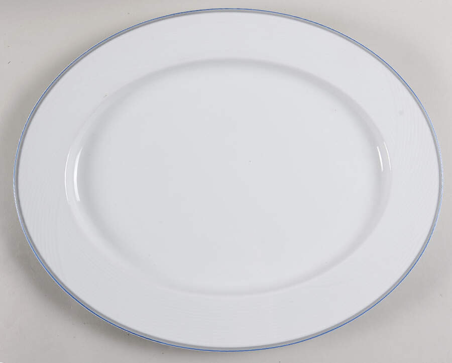 Damask Blue 16" Oval Serving Platter by Dansk-1