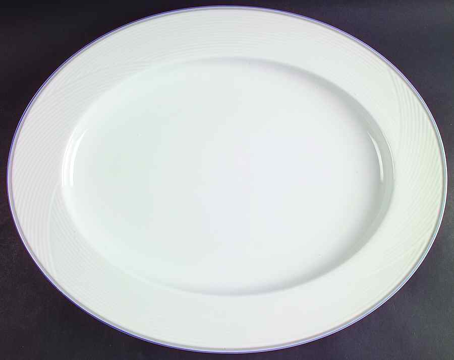 Damask Blue 17" Oval Serving Platter by Dansk-1