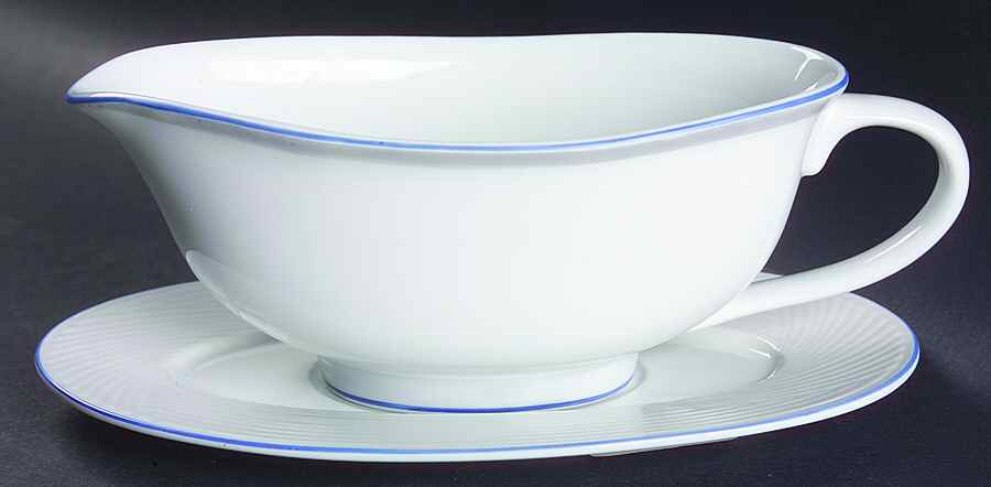 Damask Blue Gravy Boat & Underplate by Dansk-1