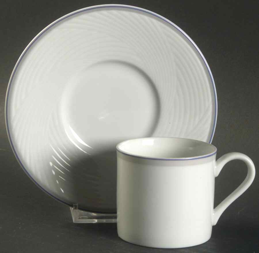 Damask Blue Flat Demitasse Cup & Saucer Set by Dansk-1