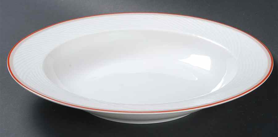 Damask Red Large Rim Soup Bowl by Dansk-1