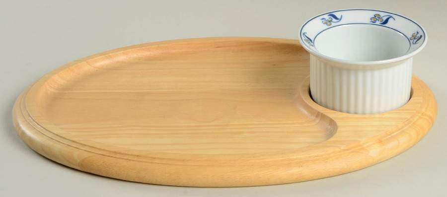 DAN14 2 Piece Chip & Dip Set w/Wood Tray by Dansk-1