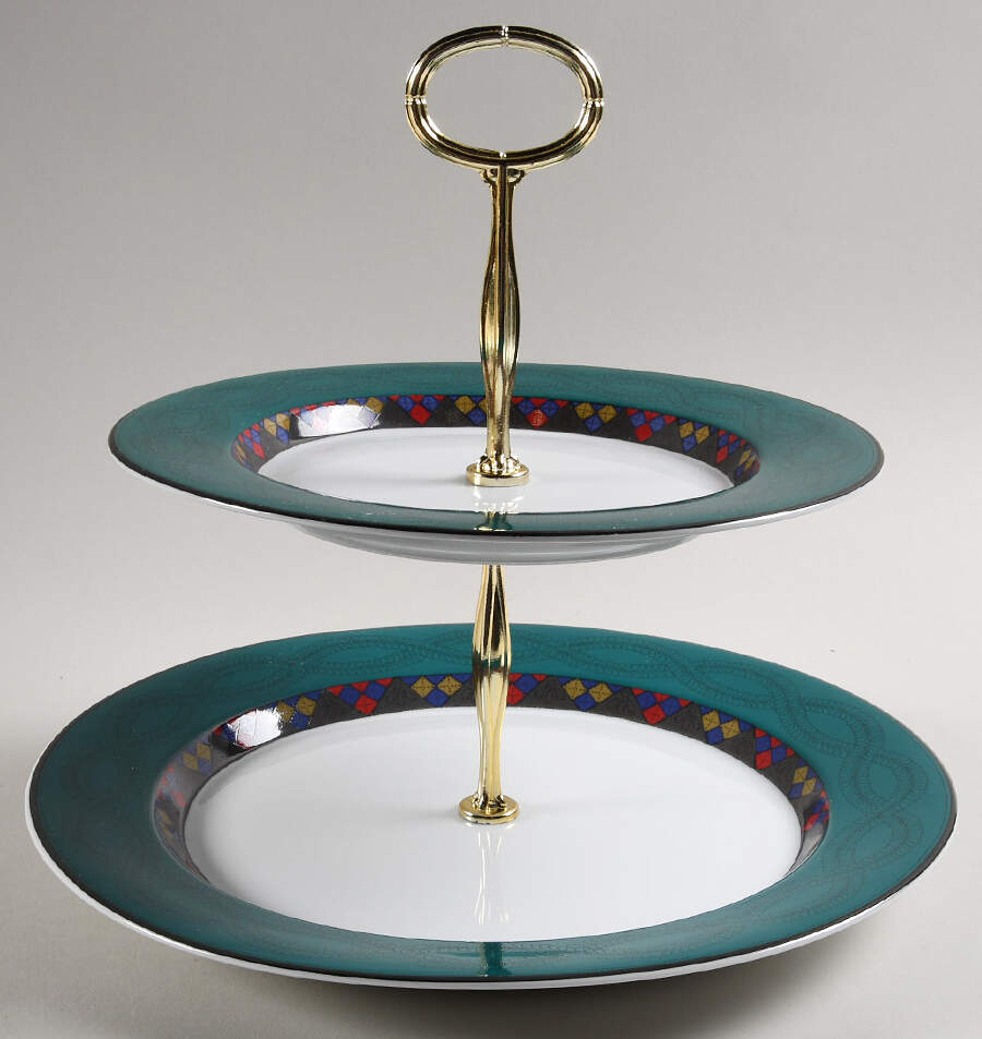Emerald Braid 6 5/8"-10"  2 Tiered Serving Tray (Dp, Sp) HC by Dansk-1