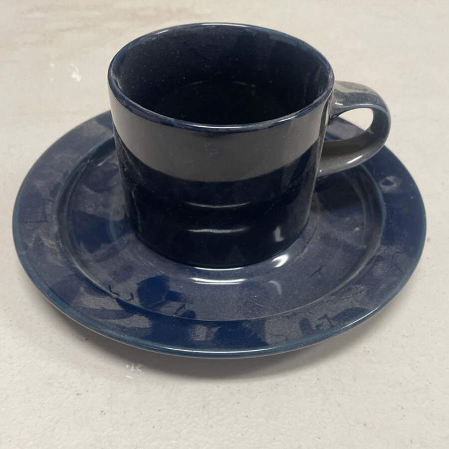 Flora Blue Flat Cup & Saucer Set by Dansk-1