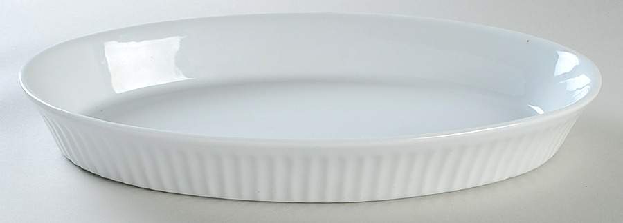 Fluted White Cafe 14" Oval Baker by Dansk-1