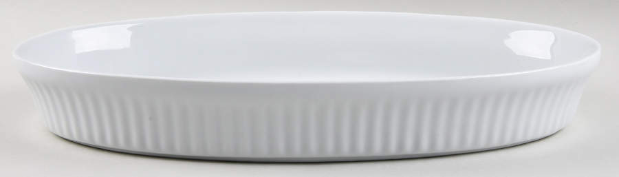Fluted White Cafe 16" Oval Baker by Dansk-1