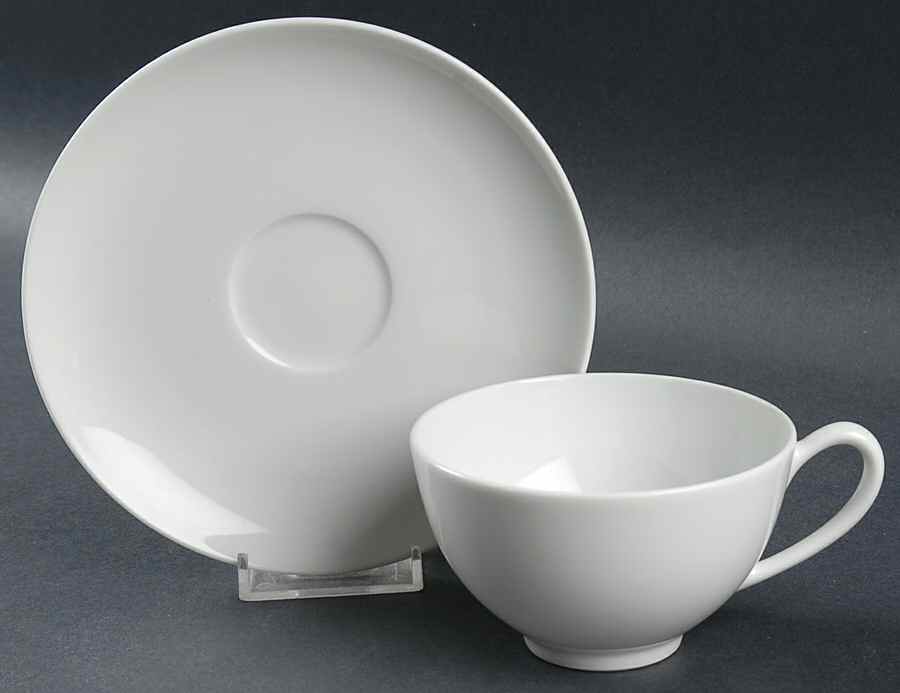 Franck White Flat Cup & Saucer Set by Dansk-1