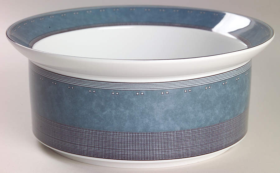 Gridworks Blue (Bands and Squares Rim) 7" Round Vegetable Bowl by Dansk-1
