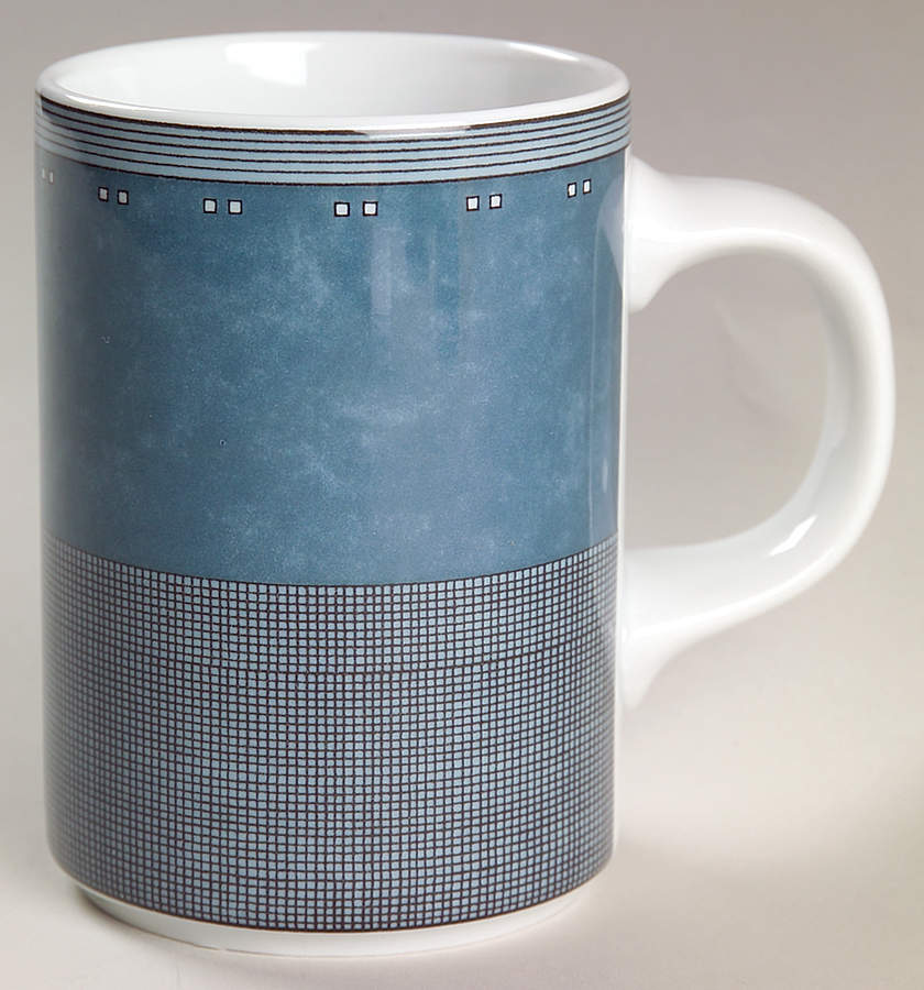 Gridworks Blue (Bands and Squares Rim) Mug by Dansk-1