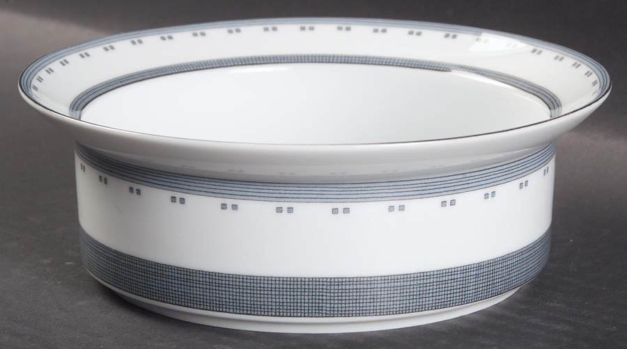 Gridworks Blue (Bands and Squares Rim) Rim Cereal Bowl by Dansk-1