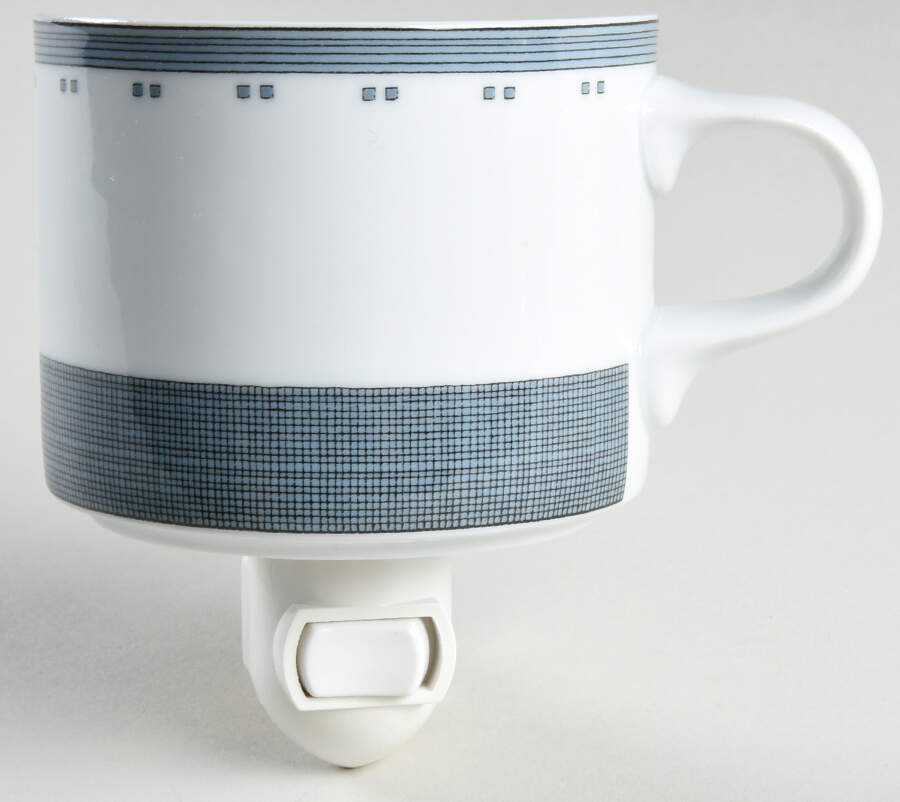 Gridworks Blue (Bands and Squares Rim) 1 5/8" + cup (H) Night Light/Cup HC by Dansk-1