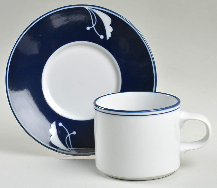 Indigo Flat Cup & Saucer Set by Dansk-1