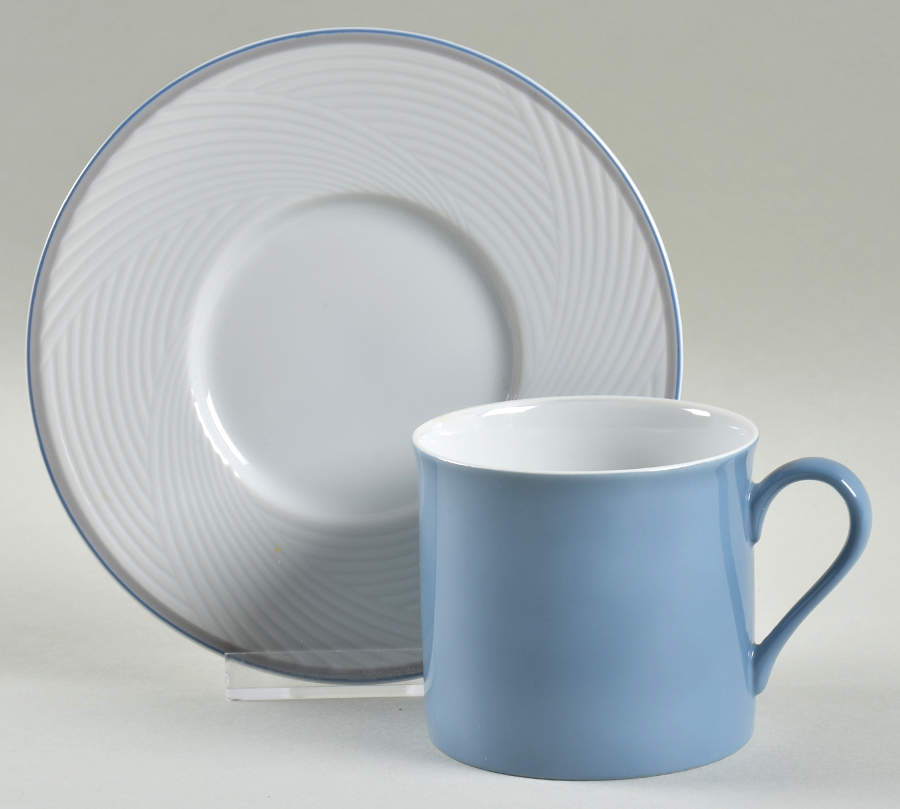 Jacquard Blue Flat Cup & Saucer Set by Dansk-1
