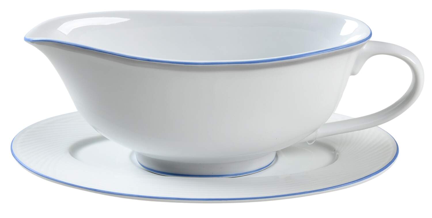 Jacquard Blue Gravy Boat & Underplate by Dansk-1
