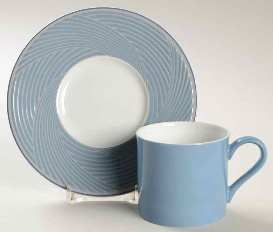 Jacquard Blue Flat Demitasse Cup & Saucer Set by Dansk-1