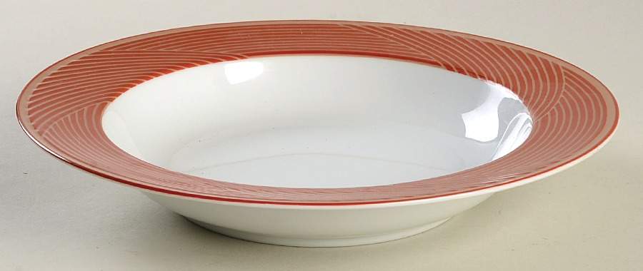 Jacquard-Red Large Rim Soup Bowl by Dansk-1